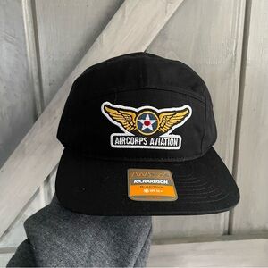 New‎ Richardson Outdoor Black Air Corps Patch Baseball Hat Cap One Size